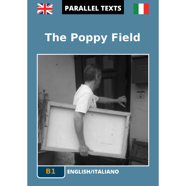 Testi in inglese con traduzione a fronte: 'The Poppy Field'.